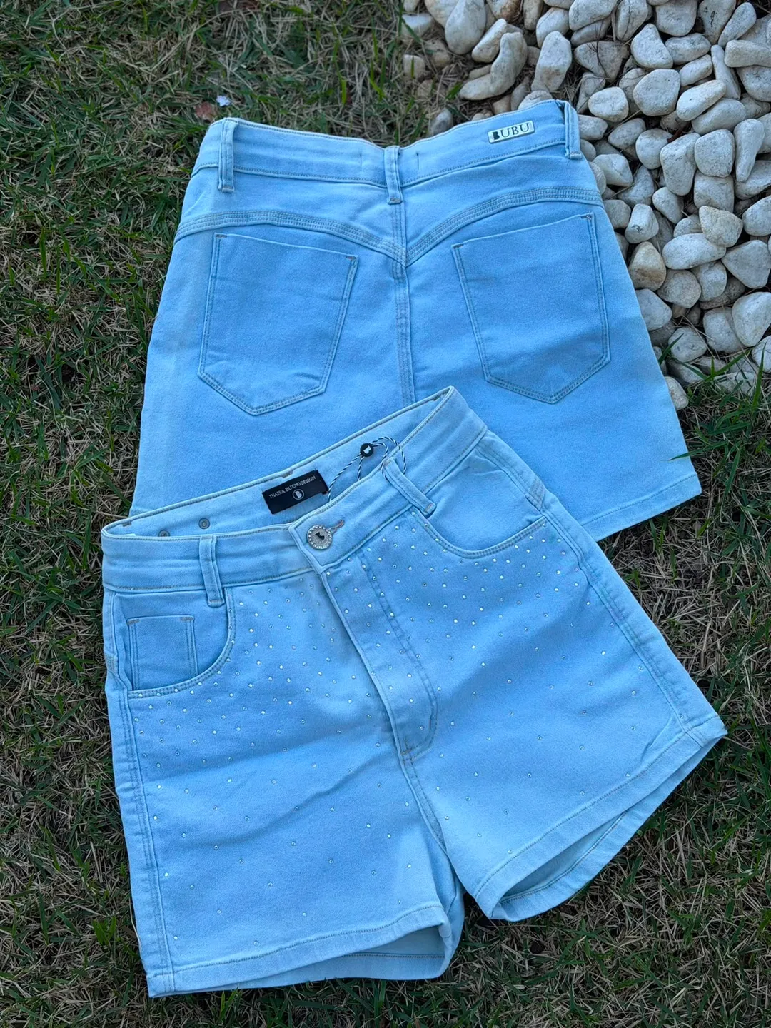 Short Jeans Strass Azul Claro Bubu 1